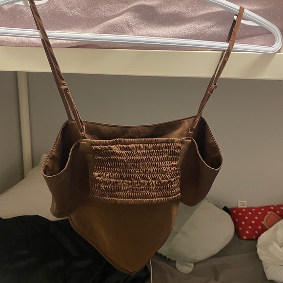 brown y2k satin bandana top - Picture 2 of 3